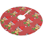 Niedliche Dackel Weihnachten froh Polyester Weihnachtsbaumdecke (Schrägansicht)