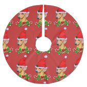 Niedliche Dackel Weihnachten froh Polyester Weihnachtsbaumdecke (Vorderseite)