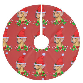 Niedliche Dackel Weihnachten froh Polyester Weihnachtsbaumdecke