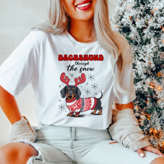 Niedliche Dackel Weihnachten Shirt der Frauen