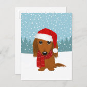 Niedliche Dackel Weihnachtsferien Hunde Urlaub Cus Postkarte (Vorne/Hinten)