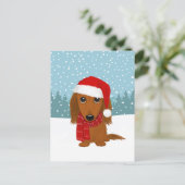 Niedliche Dackel Weihnachtsferien Hunde Urlaub Cus Postkarte (Stehend Vorderseite)