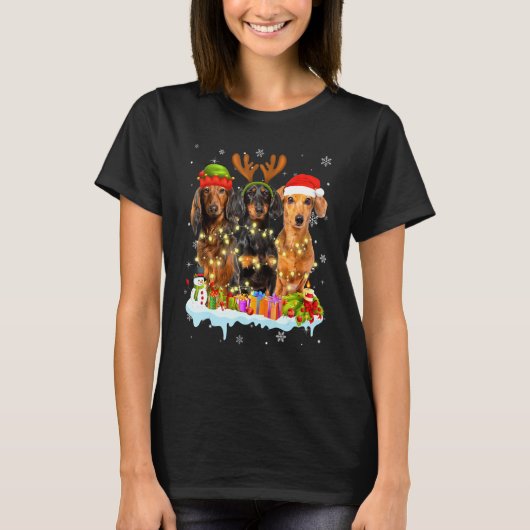 Niedliche Dackel Weihnachtsmannmütze Weihnachten W T-Shirt (Vorderseite)