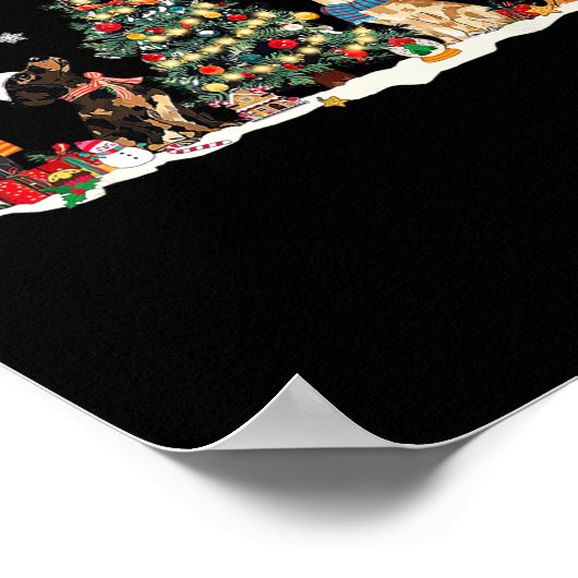 Niedliche Dackel Weihnachtsmannmütze Weihnachtsbau Poster (Ecke)