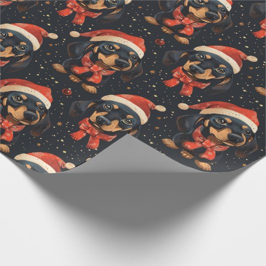 Niedliche Dackel Weihnachtsmuster Geschenkpapier (Ecke)