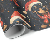 Niedliche Dackel Weihnachtsmuster Geschenkpapier (Rolleneckpunkt)