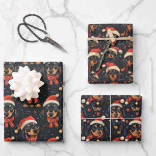 Niedliche Dackel Weihnachtsmuster Geschenkpapier Set
