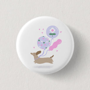 Niedliche Dackel Weiner Dog Lover Party Rosa Button