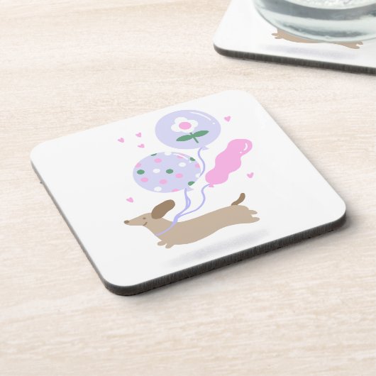 Niedliche Dackel Weiner Dog Lover Party Rosa Getränkeuntersetzer (Linke Seite)