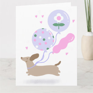Niedliche Dackel Weiner Dog Lover Party Rosa Karte
