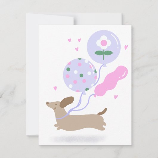 Niedliche Dackel Weiner Dog Lover Party Rosa RSVP Karte (Vorderseite)