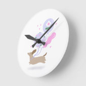 Niedliche Dackel Weiner Dog Lover Party Rosa Runde Wanduhr (Winkel)