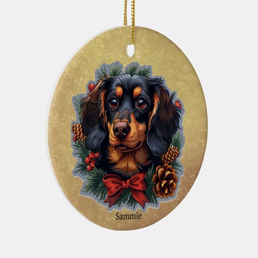 Niedliche Dackel Welpe Hund Weihnachtsschmuck (Rechts)