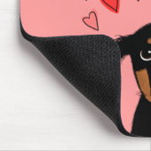 Niedliche Dackel Welpe mit Valentinherzen Mousepad (Ecke)