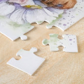Niedliche Dackel Welpe Wasserfarben Blütenhund Puzzle (Seite)
