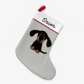 Niedliche Dackel Welpen-Dackel Hund Xmas Kleiner Weihnachtsstrumpf (Vorderansicht (hängend))