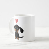 Niedliche Dackel Welpen Hund mit Valentinherz Kaffeetasse (Vorderseite Links)
