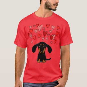 Niedliche Dackel Welpen Hund mit Valentinherzen  T-Shirt