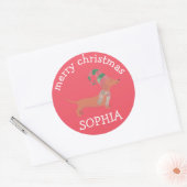 Niedliche Dackel Welpen Hundeliebhaber Frohe Weihn Runder Aufkleber (Umschlag)