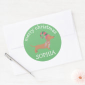 Niedliche Dackel Welpen Hundeliebhaber Frohe Weihn Runder Aufkleber (Umschlag)