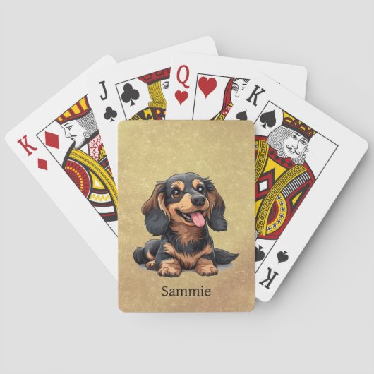 Niedliche Dackel Welpenhund Maßgeschneiderte Karte Spielkarten (Rückseite)
