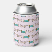 Niedliche Dackeln in Rosa Dosenkühler (Kanne Rückseite)