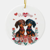 Niedliche Dackeln Liebe Herz Personalisiert Valent Keramik Ornament (Vorne)