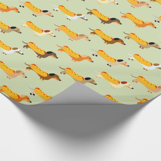 Niedliche Dackeln Weiner Dog Hot Dog Funny Pattern Geschenkpapier (Ecke)