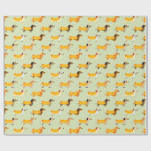 Niedliche Dackeln Weiner Dog Hot Dog Funny Pattern Geschenkpapier (Flach)
