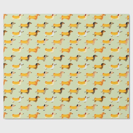 Niedliche Dackeln Weiner Dog Hot Dog Funny Pattern Geschenkpapier (Flach)