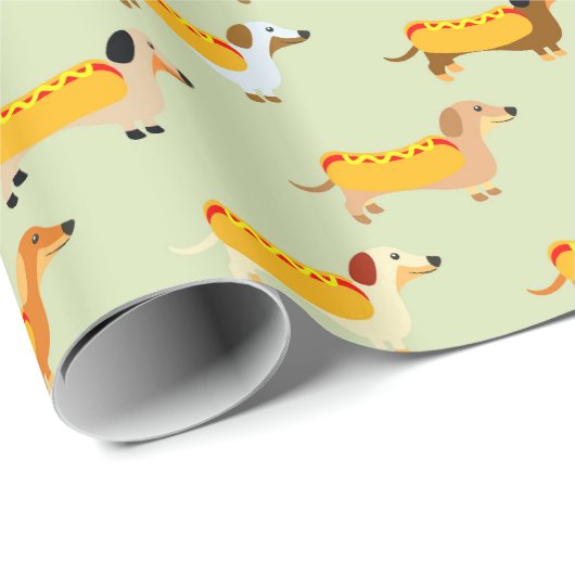 Niedliche Dackeln Weiner Dog Hot Dog Funny Pattern Geschenkpapier (Rolleneckpunkt)