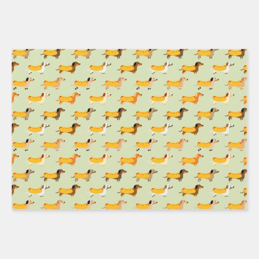 Niedliche Dackeln Weiner Dog Hot Dog Funny Pattern Geschenkpapier Set (Vorderseite 3)