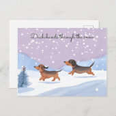 Niedliche Dackeln Wursthunde im Schnee Weihnachten (Vorne/Hinten)