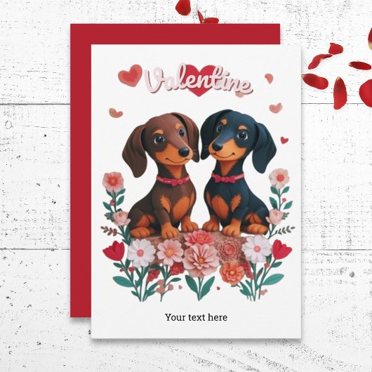 Niedliche Dackeln Wurstwaren Hunde Valentinstag Feiertagskarte