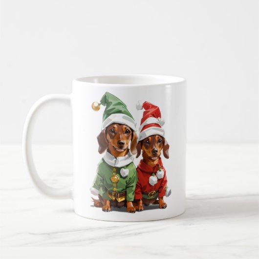 Niedliche Dackeln zu Weihnachten Kaffeetasse (Links)