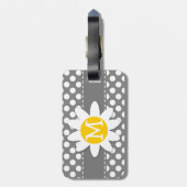 Niedliche Däisie auf dunkelgrauen Polka-Punkten Gepäckanhänger (Rückseite vertikal)