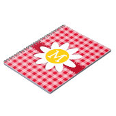 Niedliche Daisy auf Retro Scarlet Red Gingham Patt Notizblock (Linke Seite)