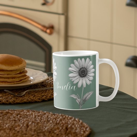 Niedliche Daisy Blume Boho Green individuell anpas Kaffeetasse