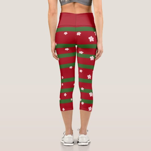 Niedliche Daisy Blume Frohe Weihnachten Party Capri Leggings (Rückseite)