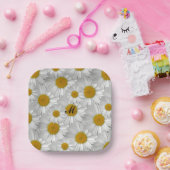 Niedliche Daisy-Blume mit Name Monogram Pappteller (Party)