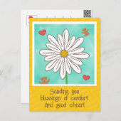 Niedliche Daisy-Blume mit Teddybären erholt sich b Postkarte (Vorne/Hinten)