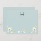 Niedliche Daisy-Blume Modernes Aquamarines Monogra Mitteilungskarte (Vorne/Hinten)