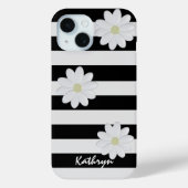 Niedliche Daisy-Blume Name Schwarz/Weiß Streifen Case-Mate iPhone Hülle (Rückseite)