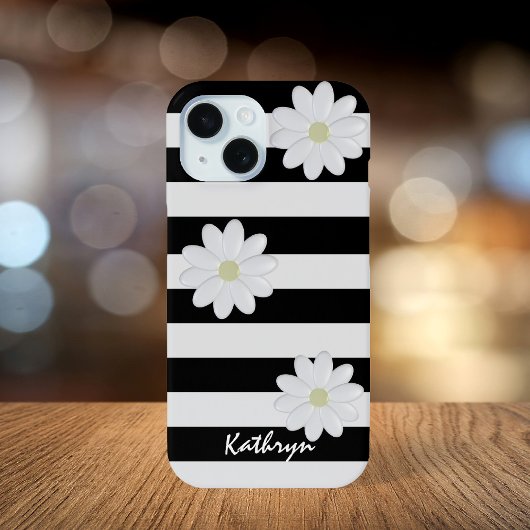 Niedliche Daisy-Blume Name Schwarz/Weiß Streifen Case-Mate iPhone Hülle