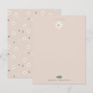 Niedliche Daisy Blütenblüten & Grüne Individuelle  Mitteilungskarte