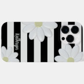 Niedliche Daisy-Floral Black und White Stripes Case-Mate iPhone Hülle (Rückseite (Horizontal))