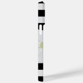 Niedliche Daisy-Floral Black und White Stripes Case-Mate iPhone Hülle (Rückseite / Rechts)