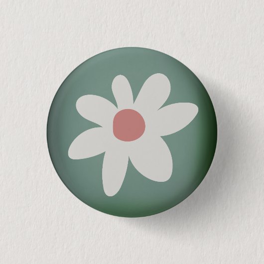 Niedliche Daisy Wildblume Rosa Weißer Grüner Hut Button (Vorderseite)