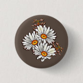 Niedliche Daisy Wildblumen Muster Vintag Bronze Button (Vorderseite)