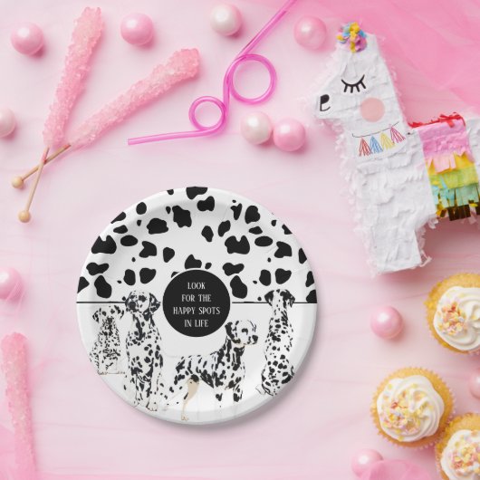 Niedliche Dalmatiner Schwarz-Weiß-Glückssträhne Pappteller (Party)
